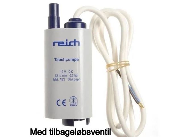 Dykpumpe Reich med tilbageløbsventil 12 V. 12 Ltr. 0,5 Bar. 