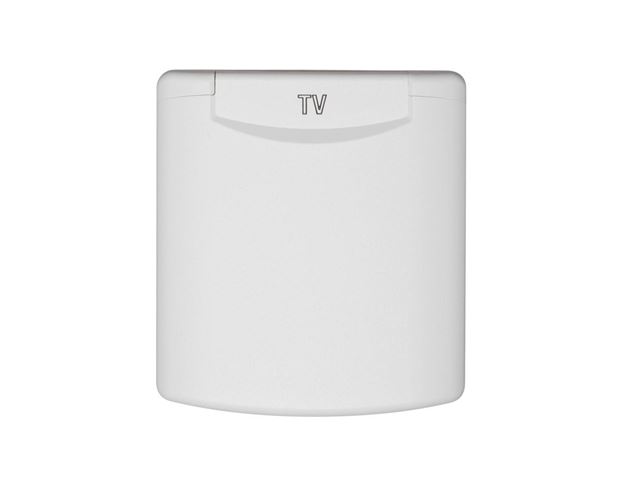 Kombiudtag TV / SAT / 12V. / 230 V. Hvid. Med magnet lås. 