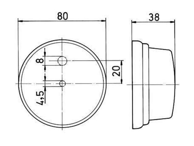 Frontlygte Jokon Ø 80 mm. Hvid sokkel til Hobby/LMC. 
