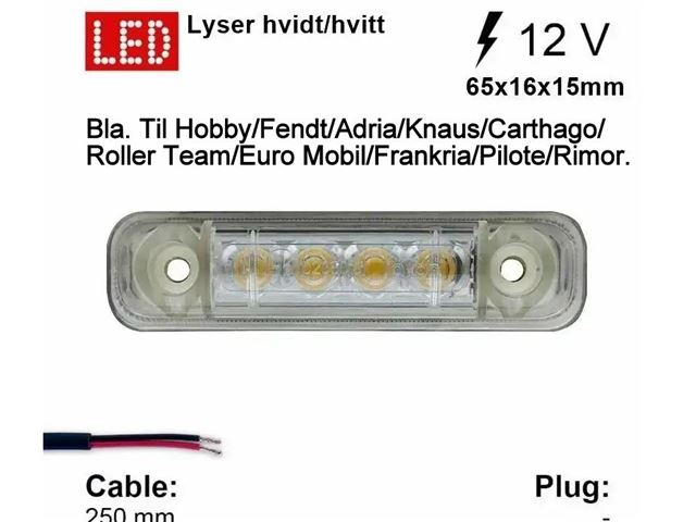 Frontlygte Jokon LED. Mål 16x65 mm. Transparent Hvid.