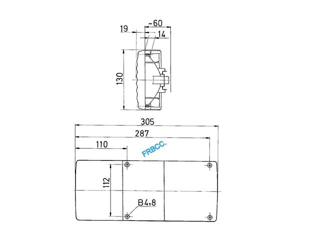 Baglygte Jokon H. & V. 305x130x19 mm. UDGÅET