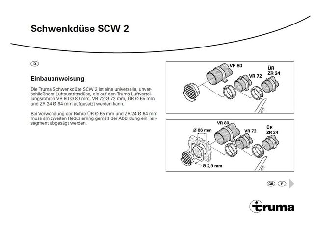 Truma luftdysse Ø 65/72/80 mm. Sort. Til 