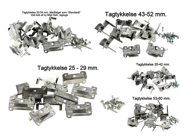 Midi Heki montage sæt tagtykkelse 25-29 mm.  