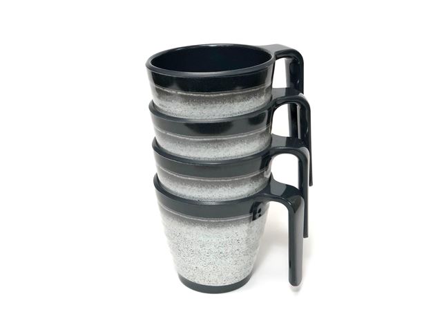 Krus 4 Stk. Granit Grey Stabelbar i Melamin. UDSOLGT