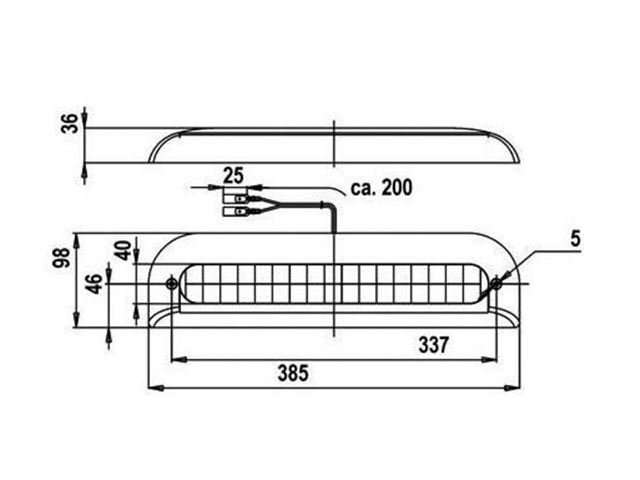 Stoplygte Jokon LED. Mål 98 x 385 mm. Bla. Til Knaus og