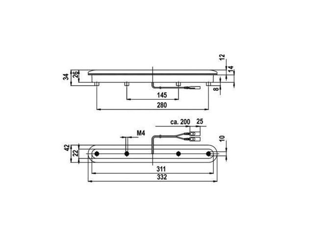 Stoplygte Jokon LED. Mål 42 x 332 mm. 