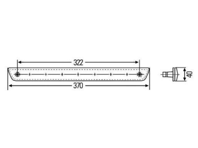 Stoplygte Hella Mål 40x370 mm. LMC/Bürstner/Hymer.