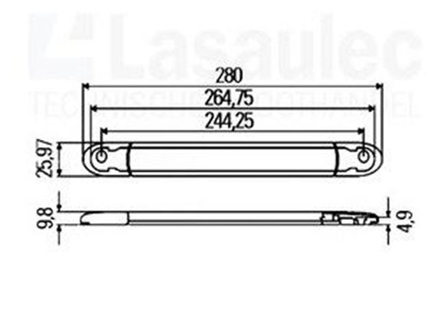 Stoplygte Hella LED. Mål 26x260 mm. Til Adria/LMC.