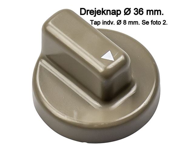 Drejeknap Ø 36 mm. Tap indv. Ø 8 mm. Til RM 4200 Skab.