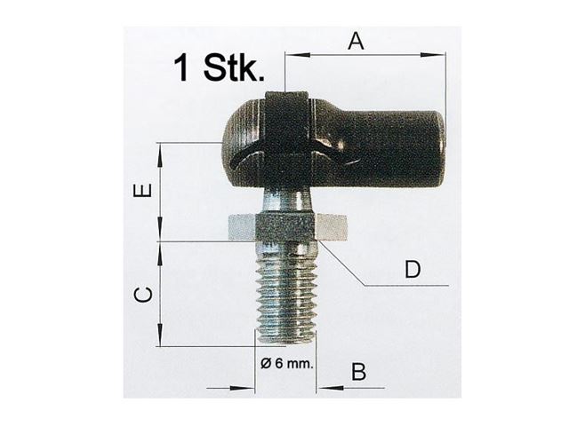 Gasdæmper kugleled stål fra 6 mm. Hun til 