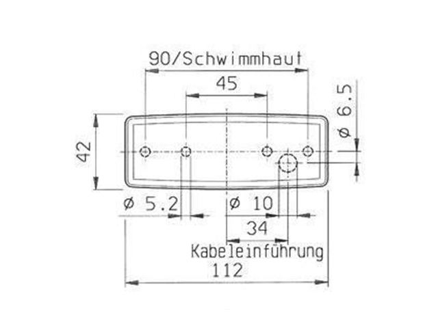 Sidemarkeringslygte GLAS Jokon. Mål 112 x 42 mm.