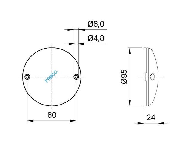 Baglygte/Stoplygte Jokon Ø 95 mm. Bla. Til Cabby og 