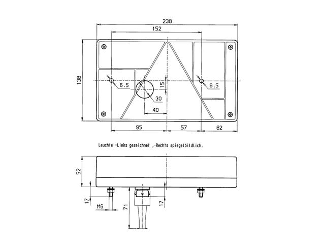 Baglygte Jokon H. Mål 238x138 mm. Med Nr. Lys. 