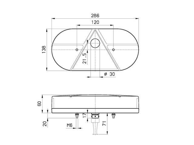 Baglygte Jokon H. Mål. 280x135 mm. Inkl. Pærer.