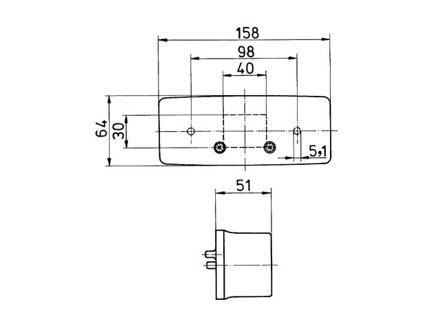 Baglygte Jokon H. Mål 158x64 mm. 