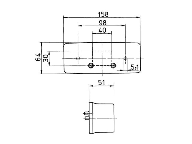 Baglygte Jokon V. Mål 158x64 mm. 