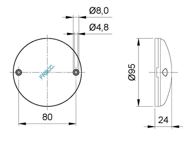 Tåge / Stoplygte Hella Ø 95 mm. Inkl. 21 W. Pærer. 