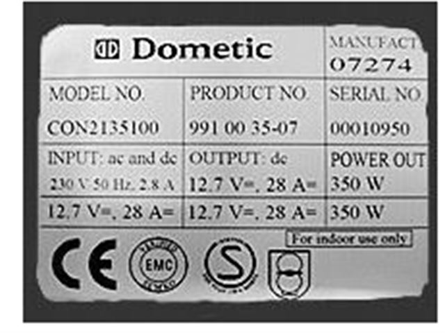 Omformer Dometic 350 Watt. Smal model. Bla. Til LMC