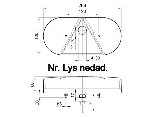 Baglygte Jokon V. Mål. 280x135 mm. 