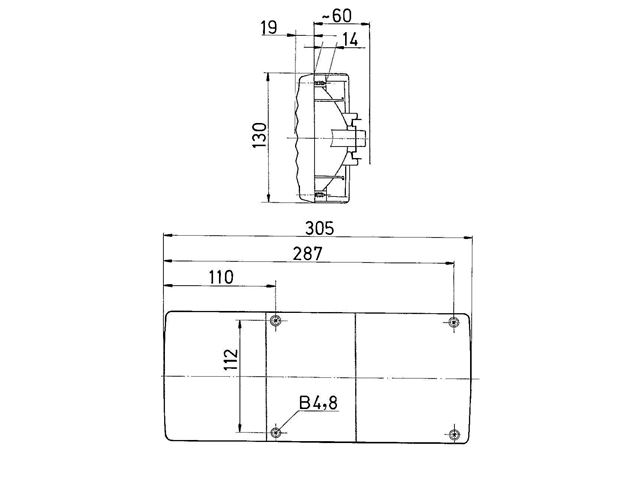 Baglygte Jokon H. & V. 305x130x60 mm. UDGÅET