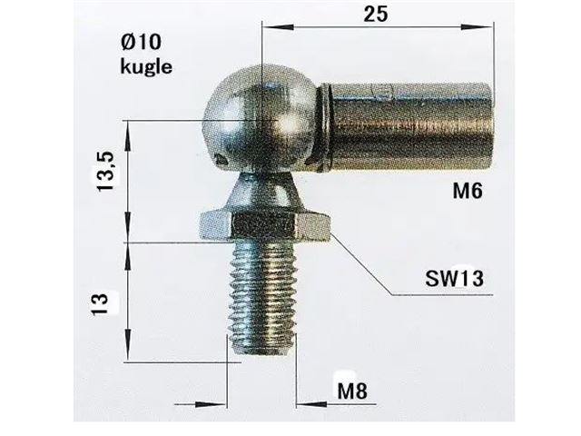Gasdæmper til CABBY gaskasseklap 500 Newton. 