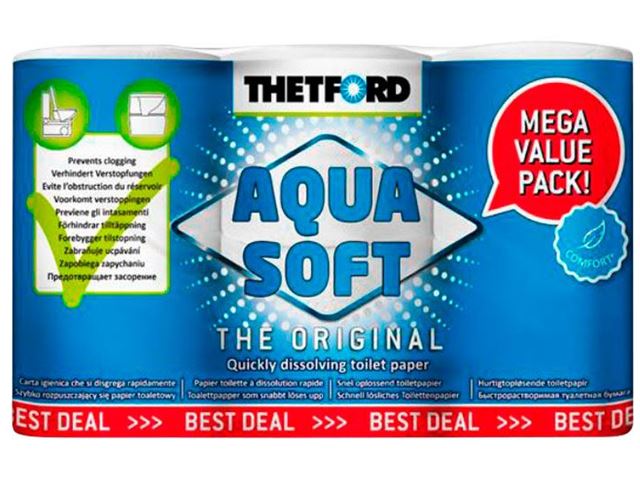 Thetford Aqua Soft toiletpapir. Pk. Af 6 ruller.