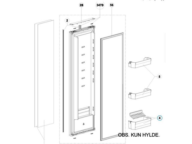 Dometic Dør hylde til RC/RCL/RML. 10470/10490. 