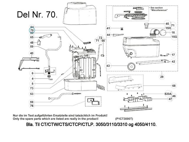 Dometic støtte øvre komplet del Nr. 70. Til 