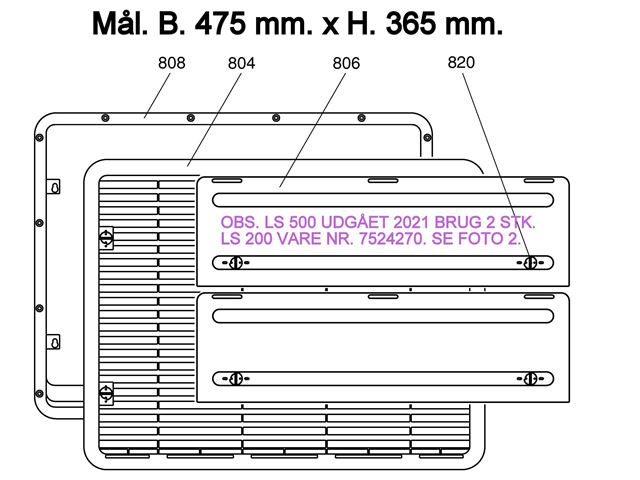 Dometic / Electrolux Køleskabsrist hvid L 500. UDGÅET BRUG