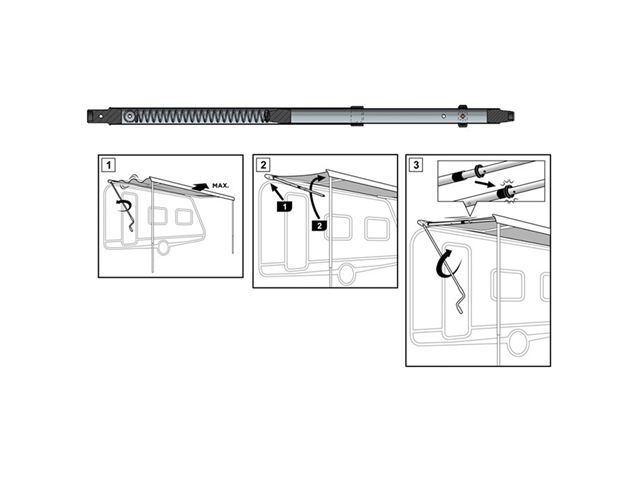 Thule Omnistor understøtte 8000/6900. Str.: D 2,75 x L 4-6 m.