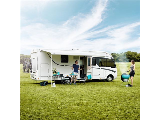 Thule Omnistor markise 5200 m. motor L 3,5 m. Mystic grey, hvid boks.