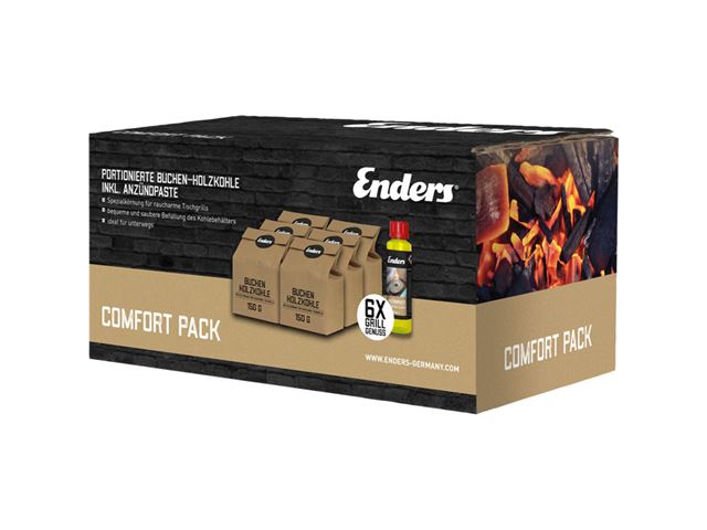 Enders komfortpakke (6 x pakker med grillkul (á 150 g) samt 1 x brændpasta (200 ml). 