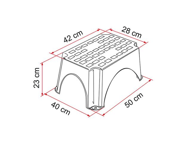 Fiamma trappetrin, enkelt. Gråt plast. D 27,5 x B 42,0 x H 23,0 cm.