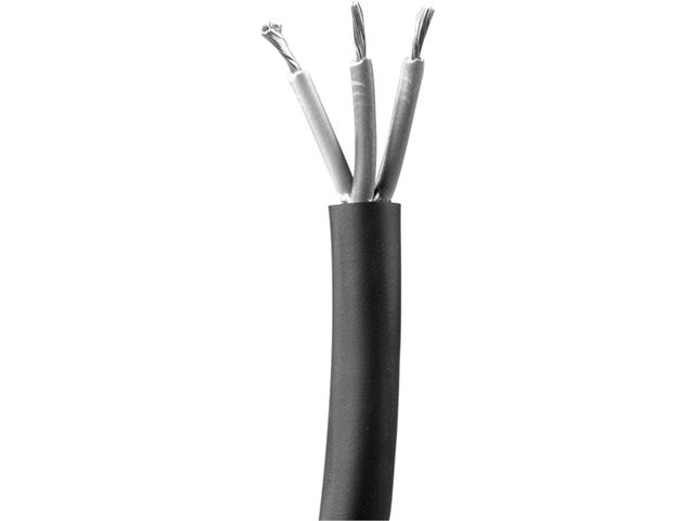 3-ledet gummi kabel 3 x 1,5 mm2, sort