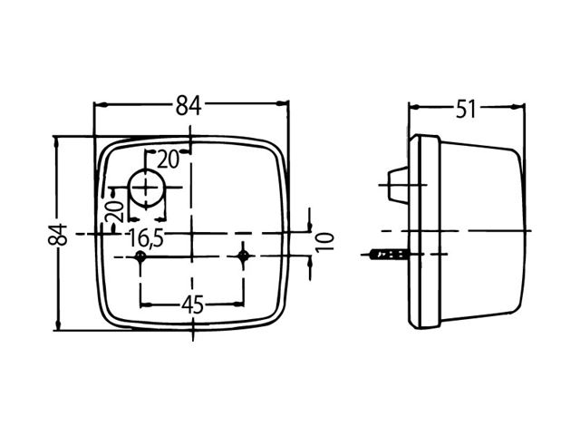 Glas til frontlygte Hella, 84 x 84 mm