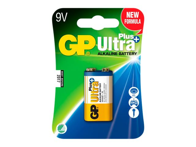 GP Ultra Plus Alkaline 6LF22 9V batteri. Pakke med 1 stk.