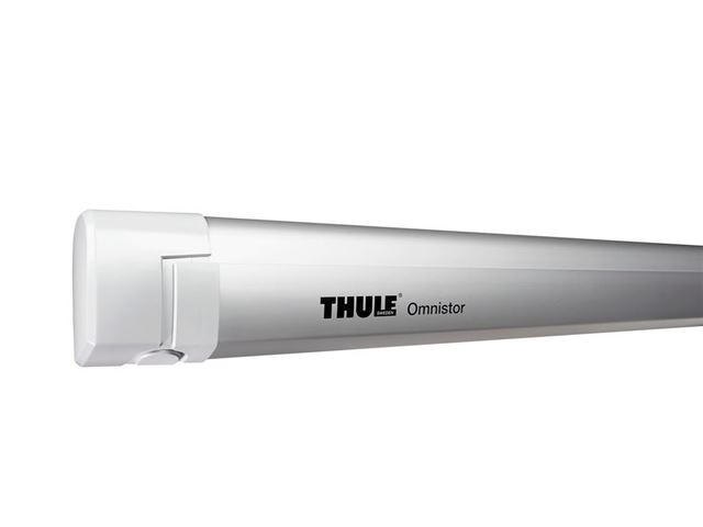 Markise "Thule 5200" 12V Mystic Grey Længde: 455 cm. Dybde: 250 cm. Boksfarve: sølvgrå