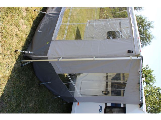 Side til posemarkise "wecamp" 250 - Dybde: 250 cm. - inkl. teleskopstang - Med clips til tagdug