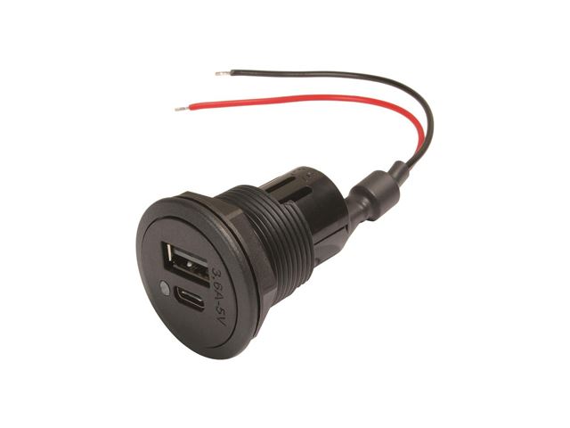 Stikdåse USB dobbeltstik 12-24DC