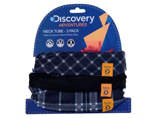 Discovery Adv Neck Tubes B&W Tartan 3 Pk