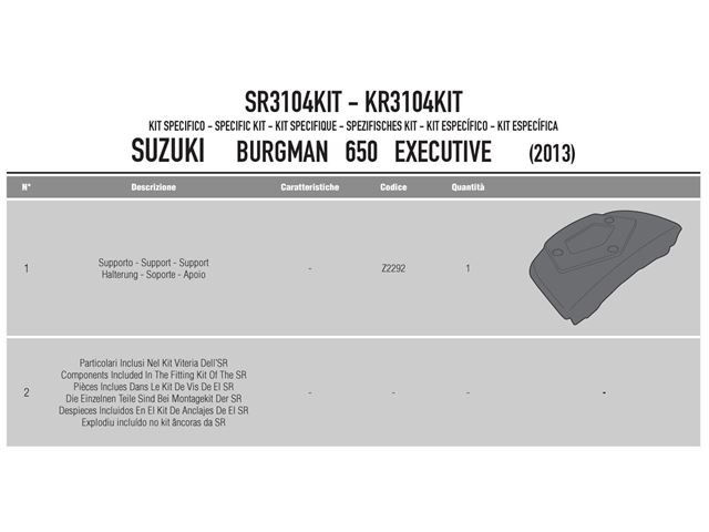 GIVI KIT TIL MONT. SR3104 BURGNAN 650 EXECUTIVE