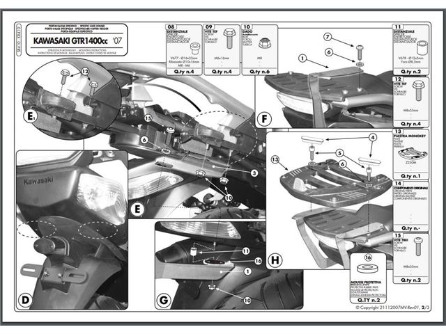 GIVI Bagagebærer m/topplade - GTR1400 (07-)