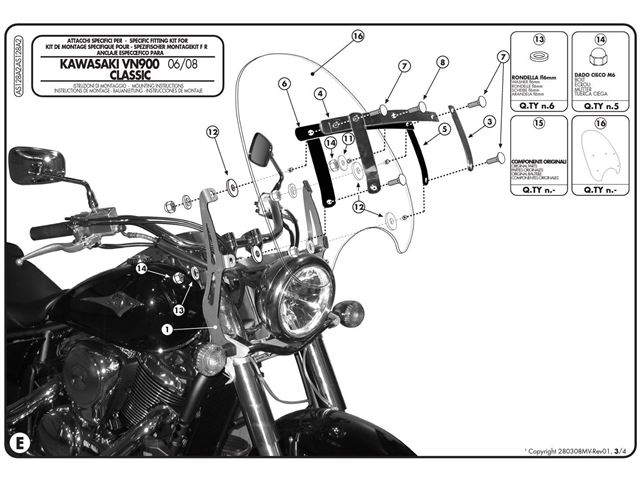 GIVI Mont.kit Vindskærm - VN 900 06- (+A36/A37N)