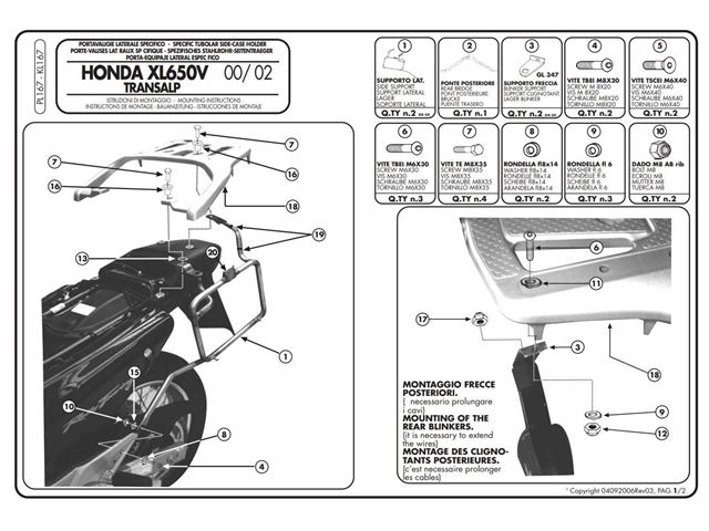 GIVI Taskeholder - XL650V Transalp 00-07