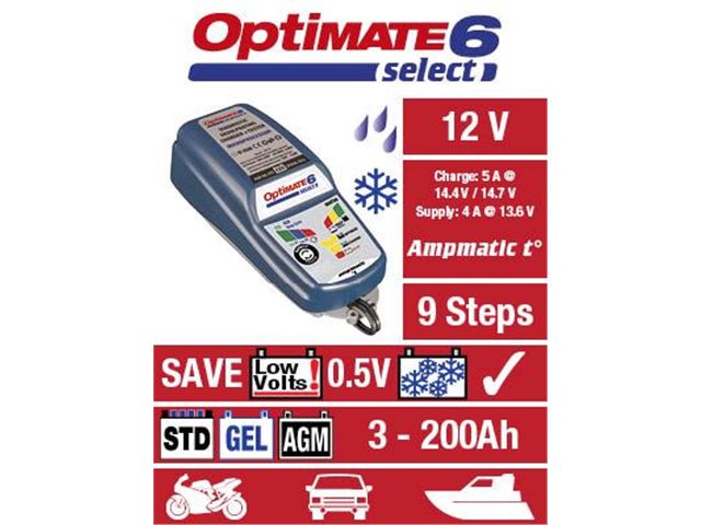 OPTIMATE 6 LADER SELECT m. 12V udtag 5 Amp