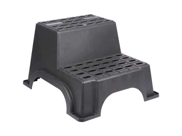 Trappetrin, dobbelt - MGI. Sort plast. H 37,5 x B 52 x D 61 cm