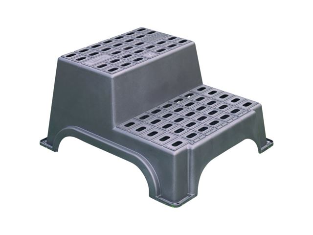 Trappetrin, dobbelt - MGI XXL. Sort plast. H 38 x B 62 x D 72 cm