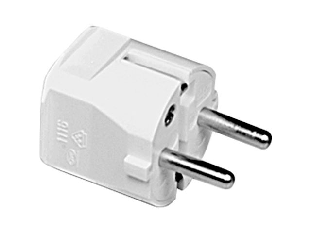 230 V Schuko hanstik med jord, hvid