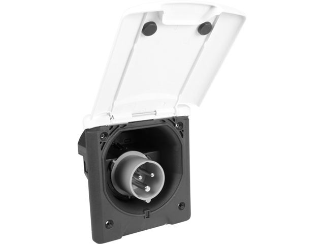 El-stikdåse indtag med hvidt klapdæksel 230 V, hvid