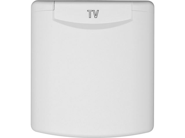 El-stikdåse udtag 12 V / 230 V / antenne / satellit med klapdæksel, hvid